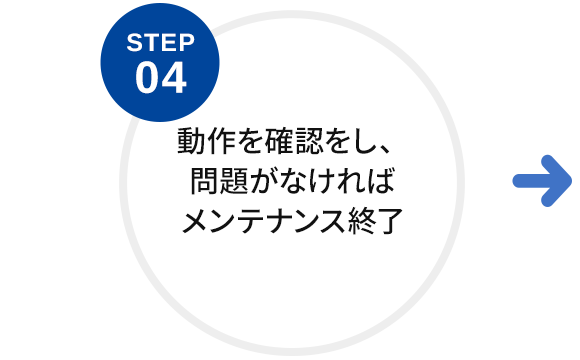 動作を確認をし、問題がなければメンテナンス終了